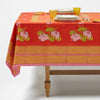 Lisa Corti Tea Flower Red Orange cotton tablecloth 220x220cm square