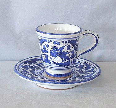 Arabesco Cobalt Blu espresso cup and saucer - tapered