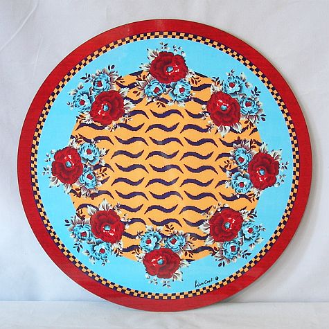 Lisa Corti Hard Table/ Place Mat - Tiger Touch Mustard - 34cm Round