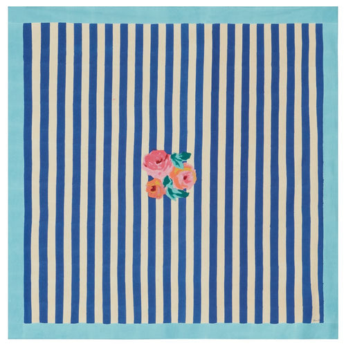 Lisa Corti Nizam Stripes Blue Natural square table cover 180x180cm cloth