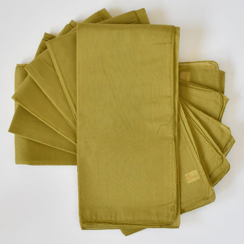 Lisa Corti Light Olive cotton organza napkins set of 6