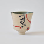 Marino Moretti Stoneware Flared vase with Red and Blue
