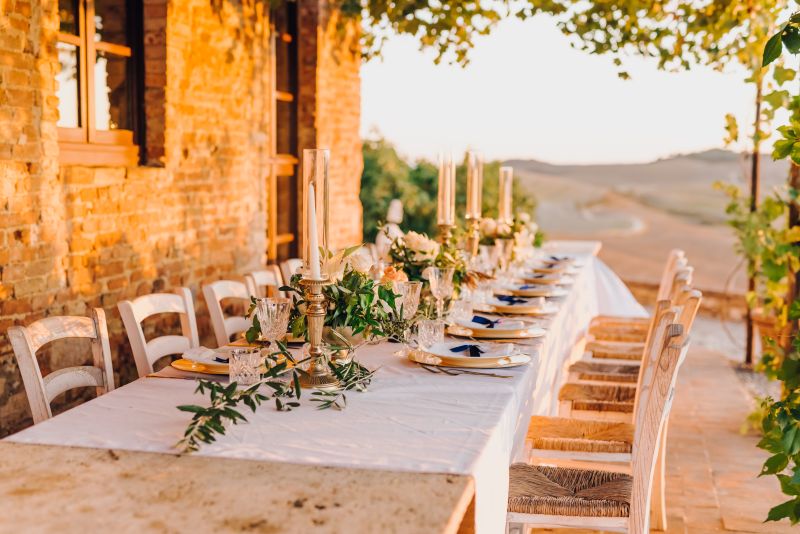 wedding table set with italian ceramic plates