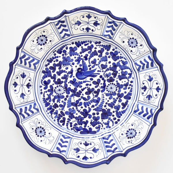 Arabesco Cobalt Blu scalloped round platter