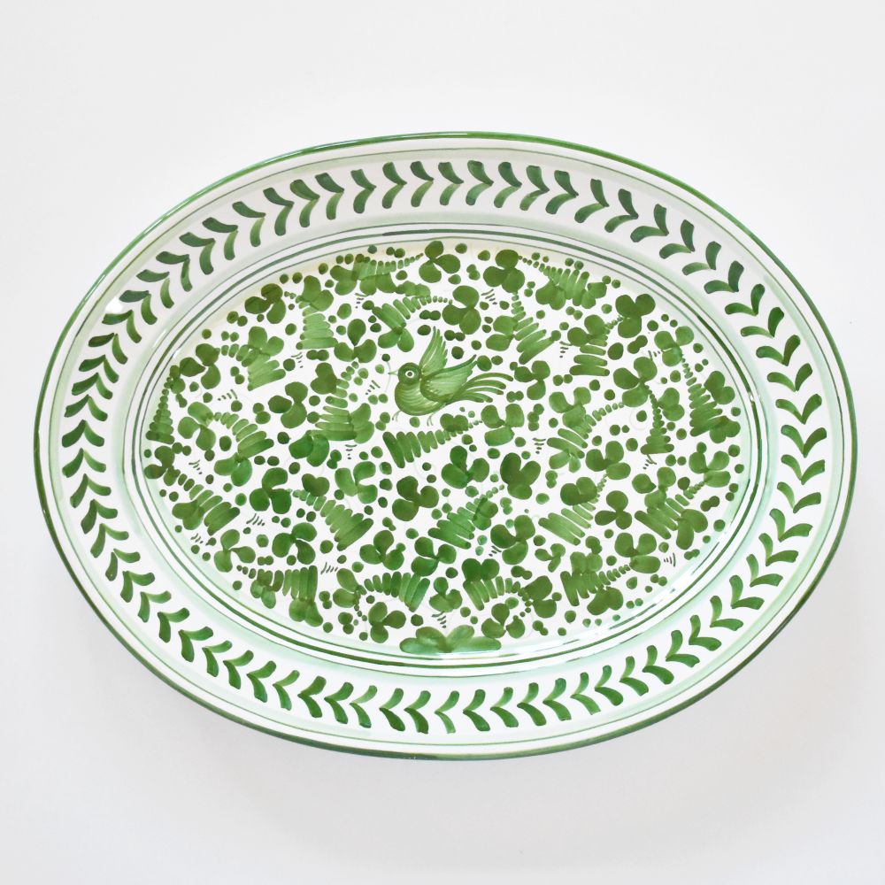 Arabesco Green oval platter - 42cm