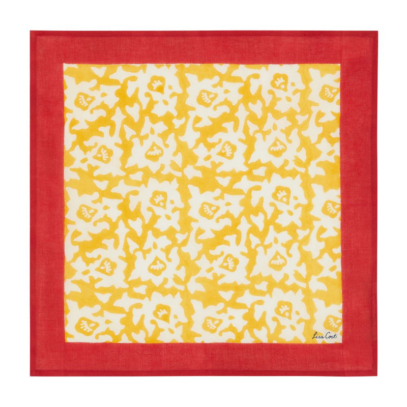 Lisa Corti X La Minervetta Arabesque Gold Natural block printed cotton napkins - set of 2