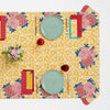 Lisa Corti X La Minervetta Arabesque Corolla Gold Natural dining table cover 180x350cm cotton cloth