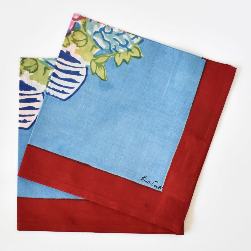Lisa Corti X La Minervetta Matisse Pot Sky printed cotton napkins - set of 2