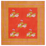 Lisa Corti Tea Flower Red Orange small square cloth 110x110cm table cover
