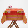 Lisa Corti Tea Flower Red Orange small square cloth 110x110cm table cover