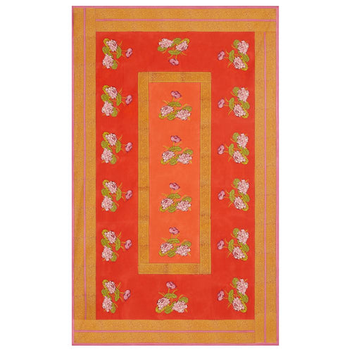 Lisa Corti Tea Flower Red Orange 140x240cm rectangular tablecloth