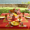 Lisa Corti Tea Flower Red Orange square table cover 180x180cm cloth