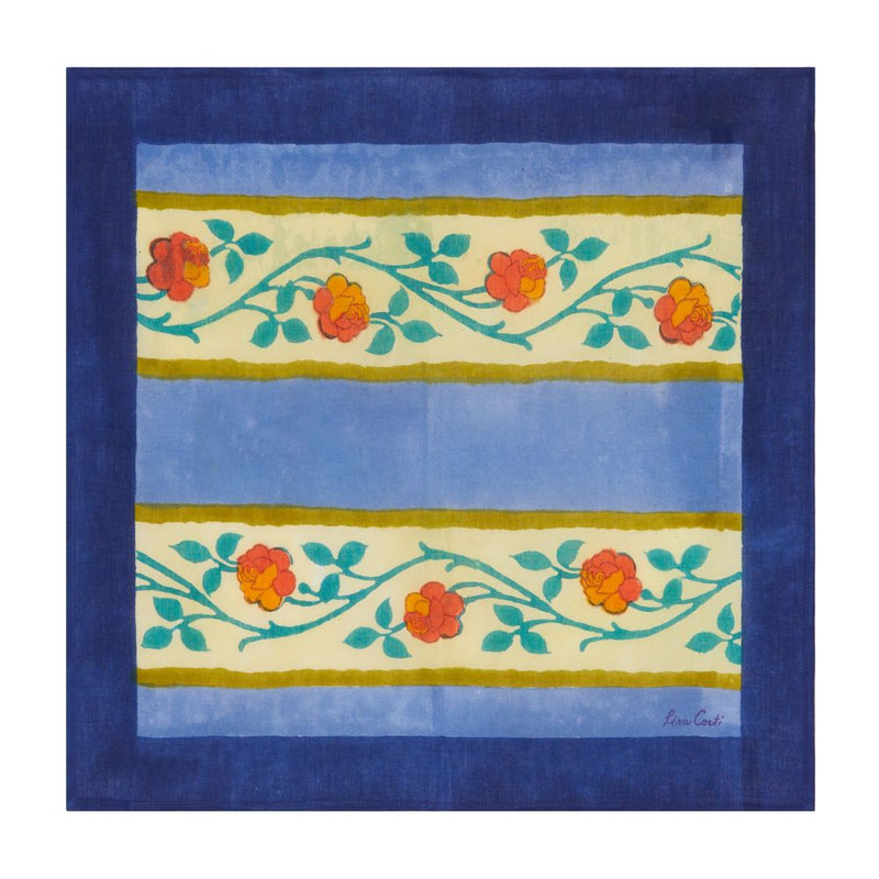 Lisa Corti Varanasi Stripes Pervinch printed cotton napkins - set of 2