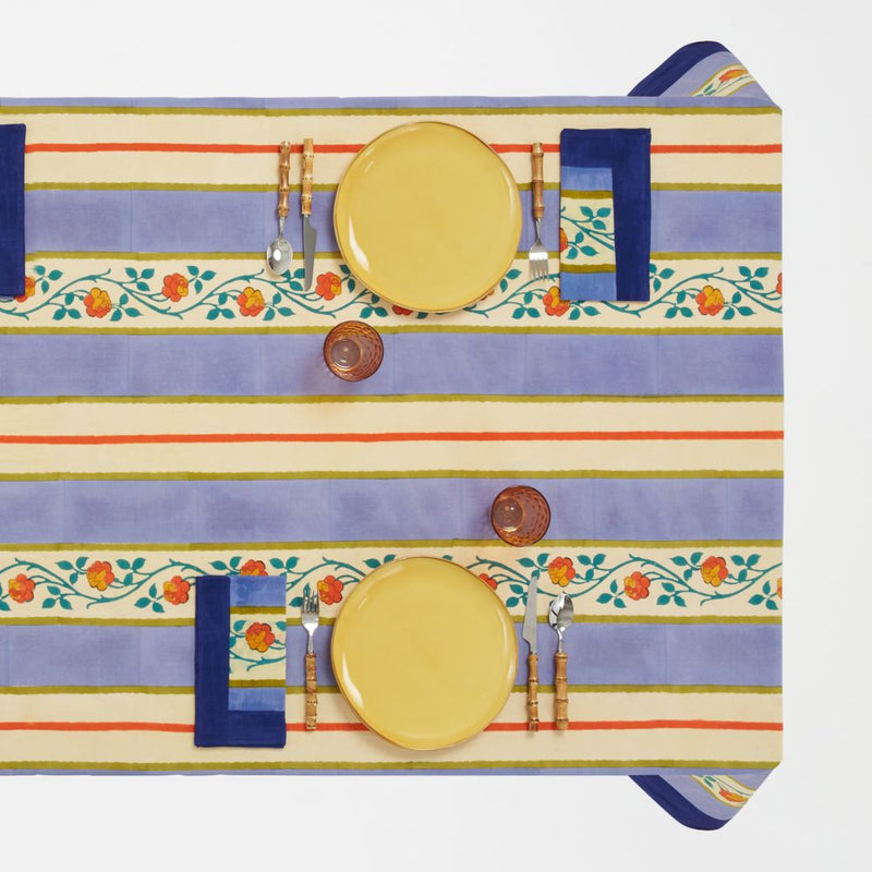 Lisa Corti Varanasi Stripes Pervinch 140x240cm rectangular tablecloth