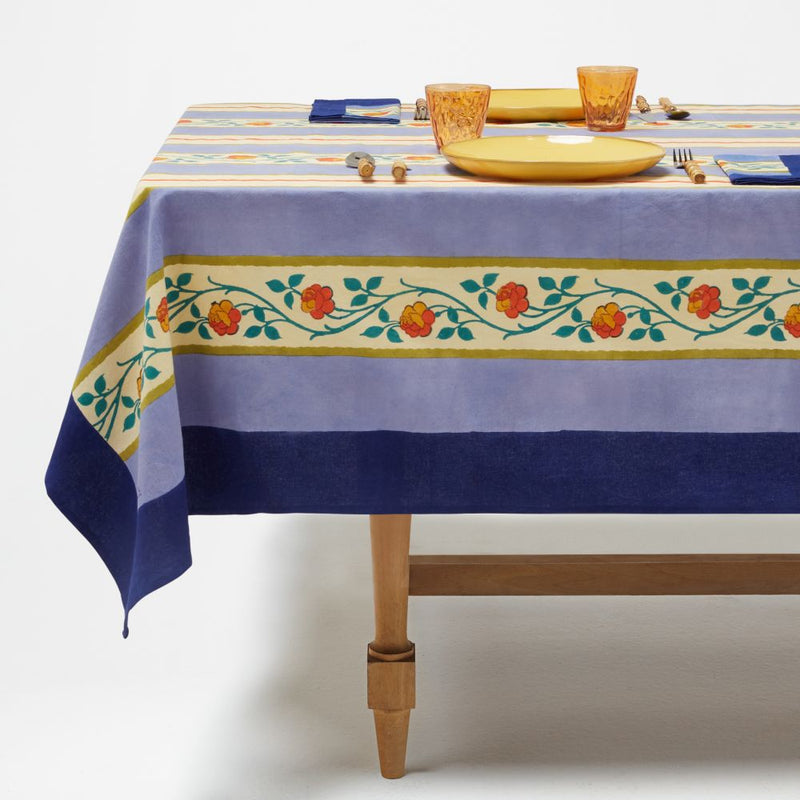 Lisa Corti Varanasi Stripes Pervinch square table cover 180x180cm cloth