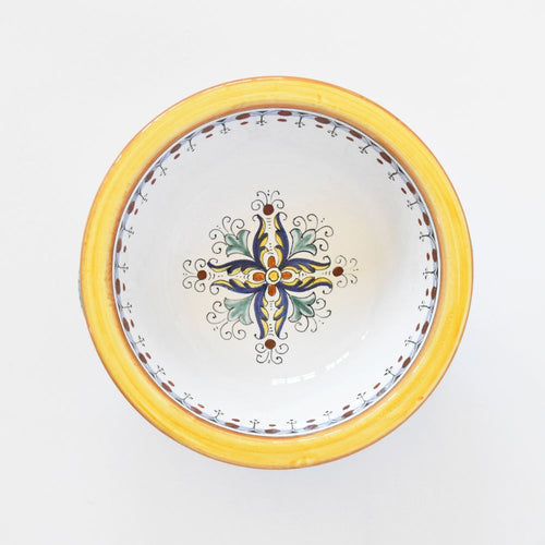 Ricco Deruta footed bowl with handles