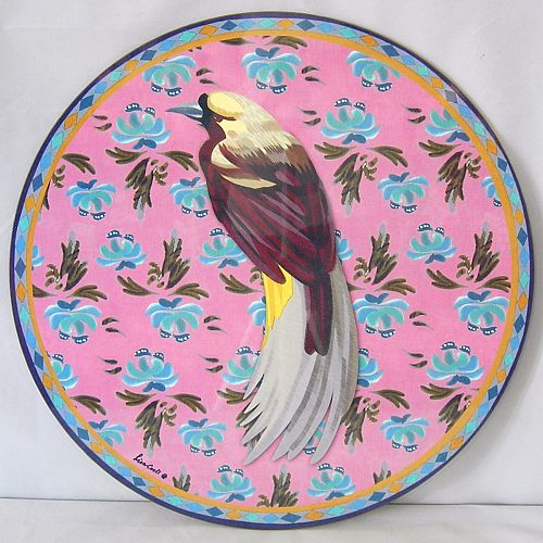 Lisa Corti Hard Table/ Place Mat - Bird Pink - 39cm Round