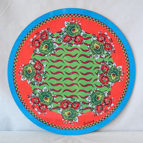 Lisa Corti Hard Table/ Place Mat - Tiger Touch Green - 34cm Round