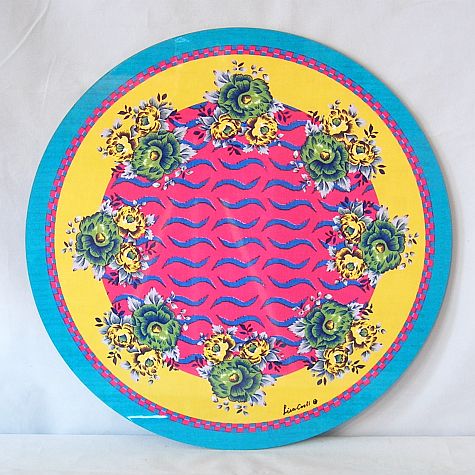 Lisa Corti Hard Table/ Place Mat - Tiger Touch Pink - 34cm Round