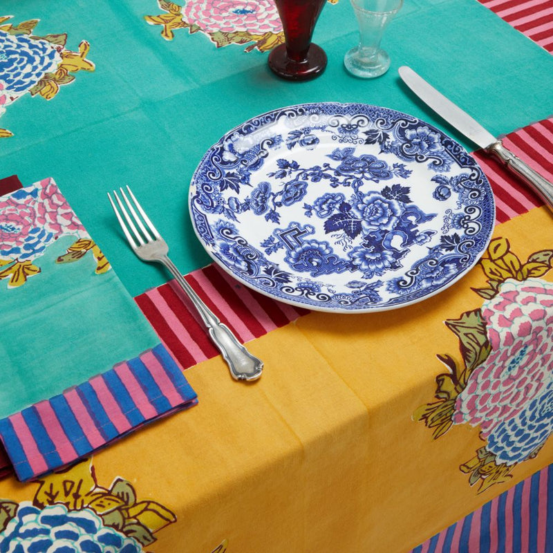 Lisa Corti Corolla Gold Veronese dining table cover 180x350cm cotton cloth