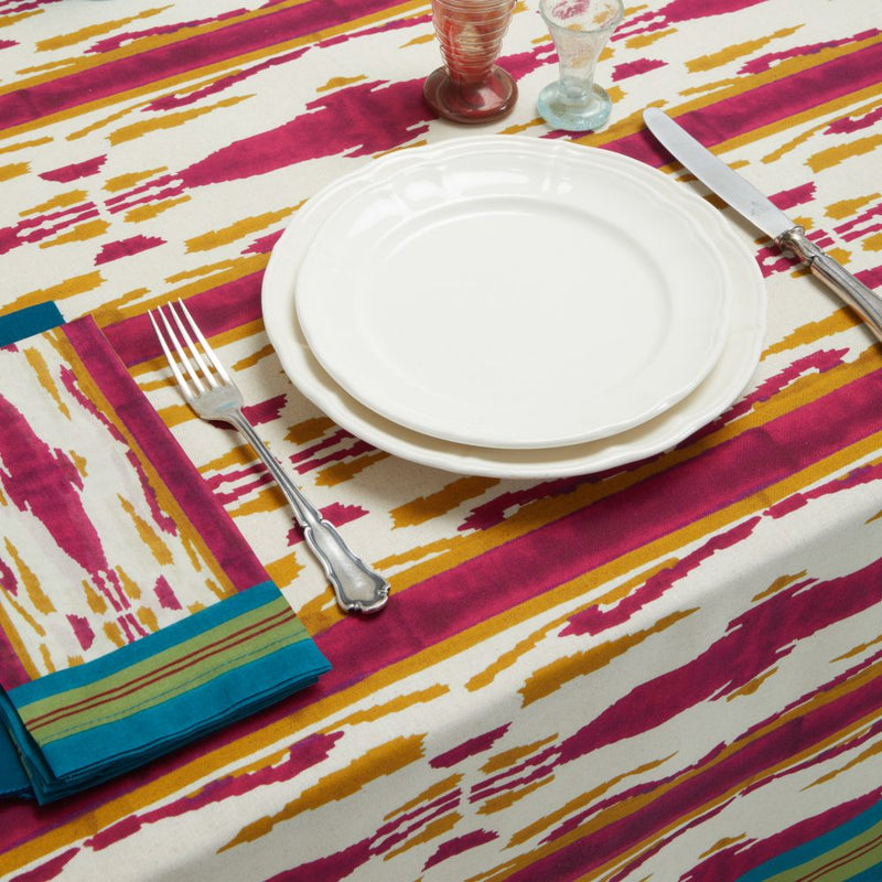 Lisa Corti Flame Aubergine Gold 140x240cm rectangular tablecloth