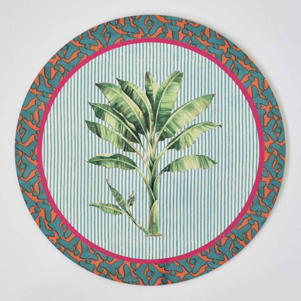 Lisa Corti Banano Veronese round corkbacked placemat 34cm Bellezza