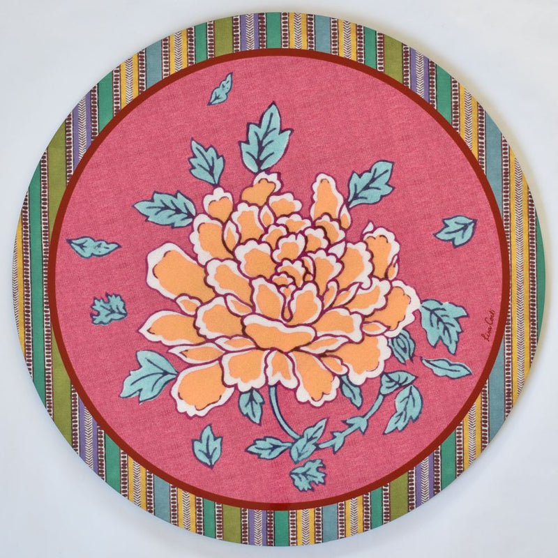 Lisa Corti Crimson Old Pink cork-backed table mat - 39cm round
