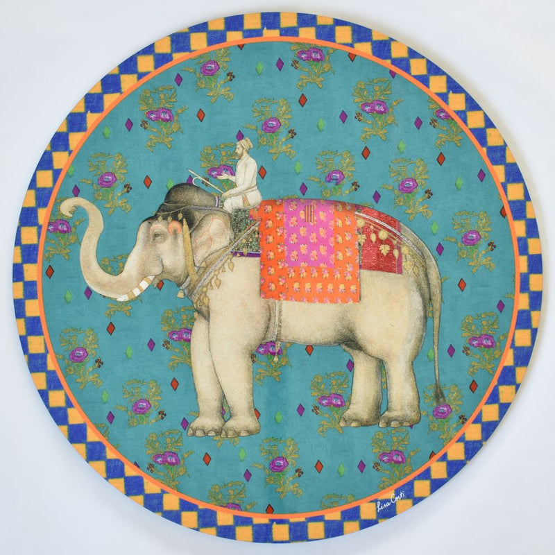 Lisa Corti Elephant Peacock cork-backed table mat - 39cm round