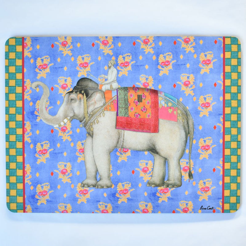 Lisa Corti Elephant Pervinch cork-backed placemat - 30x40cm