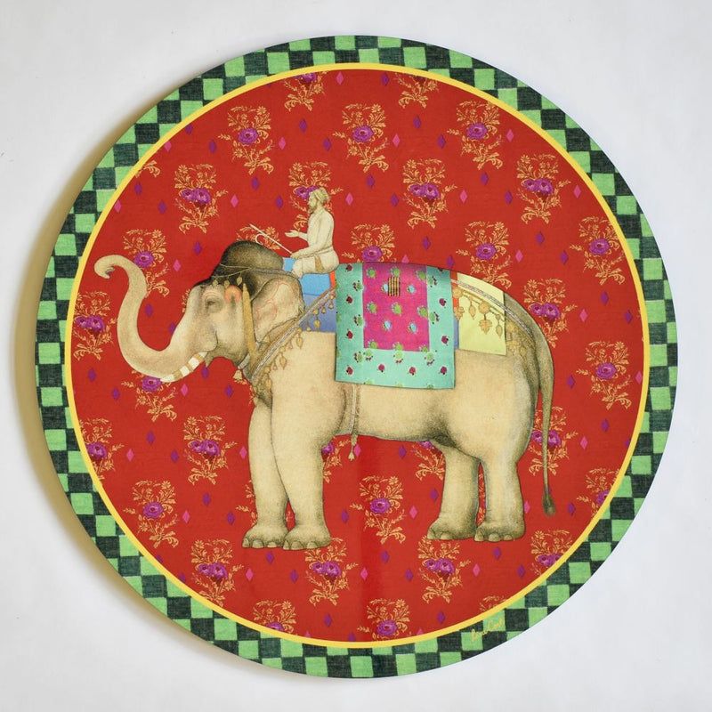 Lisa Corti Elephant Rany round cork-backed placemat - 34cm
