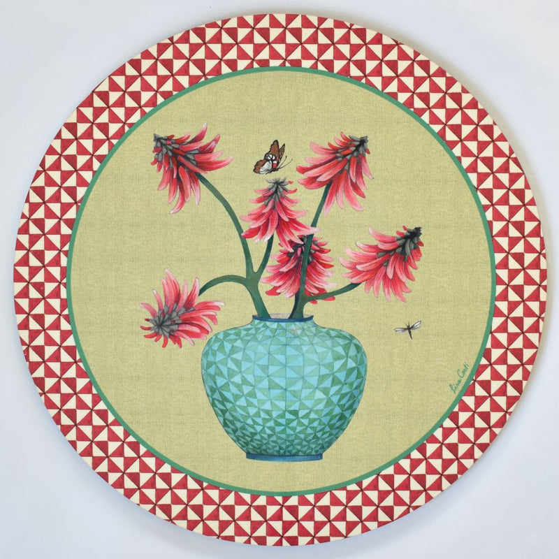 Lisa Corti Pottery Acid Green cork-backed table mat - 39cm round