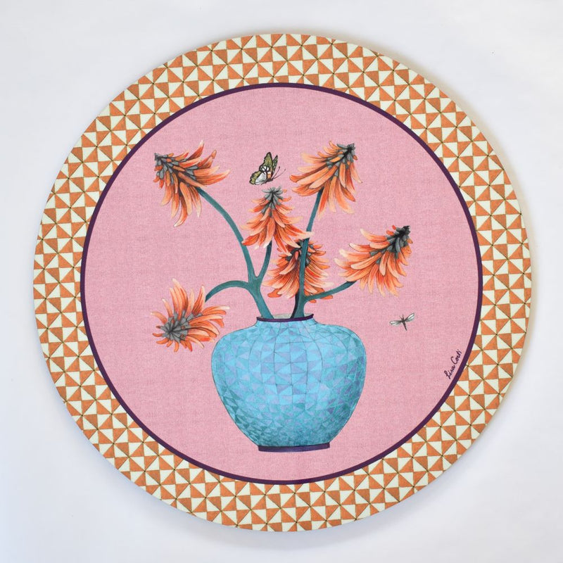 Lisa Corti Pottery Old Pink round cork-backed placemat - 34cm