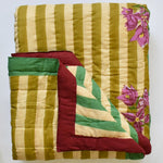 Issimo X Lisa Corti Bougainvillea Stripes Off White Mustard king bedcover 250x270cm quilt