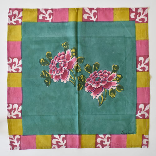Lisa Corti Ortensia Emerald printed cotton napkins - set of 2