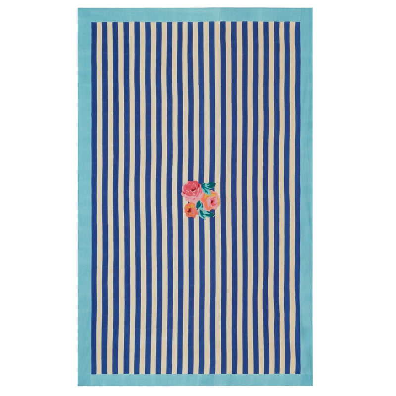Lisa Corti Nizam Stripes Blue Natural cotton table cover 180x270cm cloth