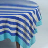 Lisa Corti Nizam Stripes Blue Natural dining table cover 180x350cm muslin cloth