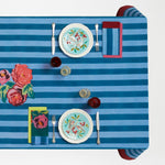 Lisa Corti Nizam Stripes Ferozi Sugar cotton table cover 180x270cm cloth