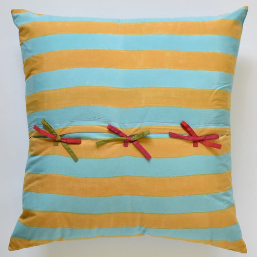 Lisa Corti Nizam Stripes Blue Natural Euro pillow 60x60cm cushion