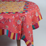 Lisa Corti Swiss Geranium Yellow square table cover 180x180cm cloth