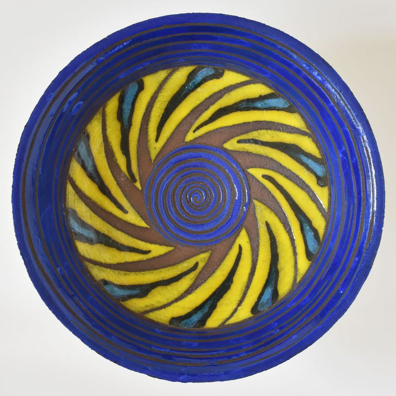 Marino Moretti Grainy Clay Yellow and Blue large bowl