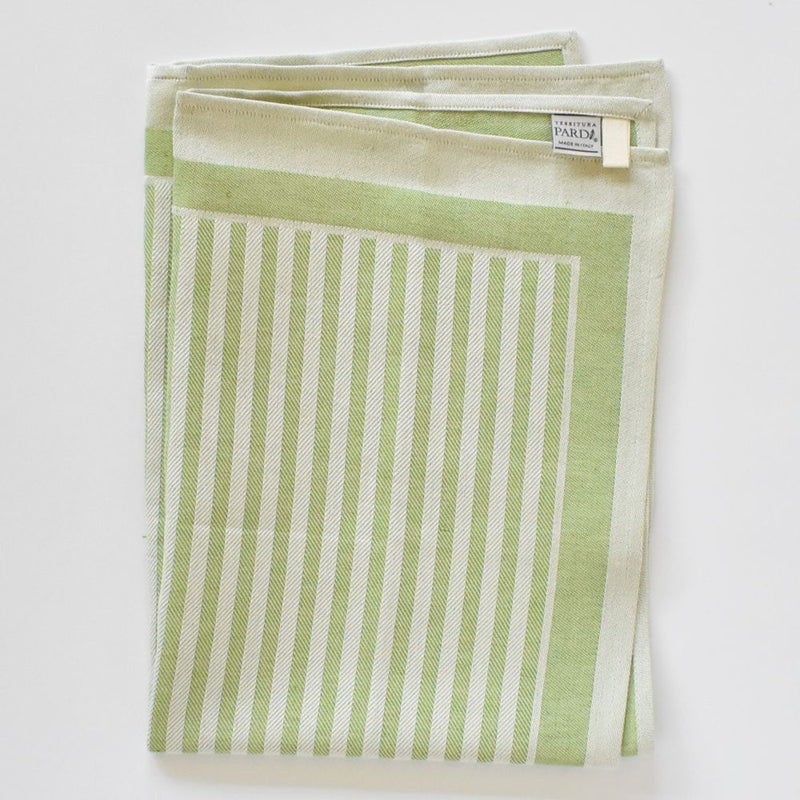 Tessitura Pardi Kitchen Towel - Iris Stripe Green