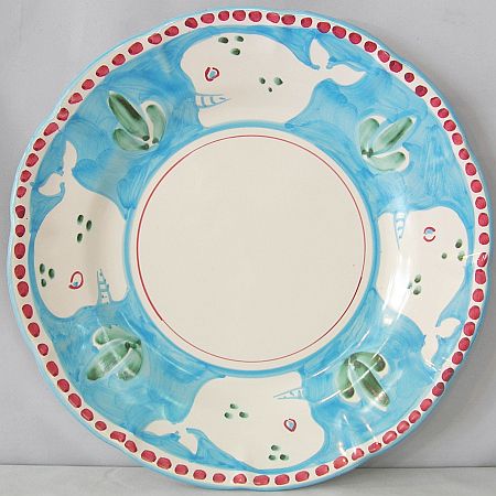 Whale charger/oversized dinner plate, Ceramic oversized dinner plate Hand-painted in Vietri on the Amalfi Coast
